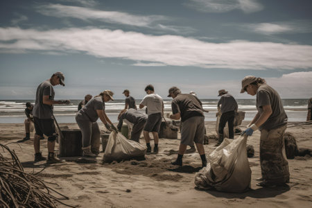 volunteers collect plastic and garbage on the beach. World Environment Dayの素材