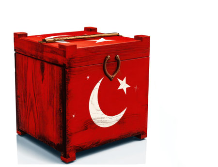 a box with a Turkish flag painted on it. a box with ballots. elections and the will of the people. Generative AIの素材