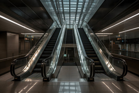 modern luxury escalator in an empty mall or subway .Generative AIの素材