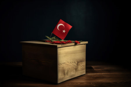 a box with a Turkish flag painted on it. a box with ballots. elections and the will of the people. Generative AIの素材