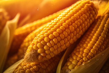 golden cobs of corn close-up. Generative AIの素材