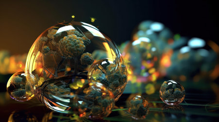 abstract background of thin glass and fiber optics closeup, modern computer communication technology, blur. Generative AIの素材