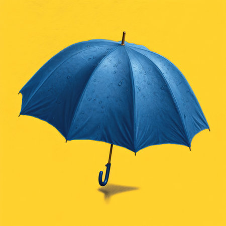 concept photo, blue Umbrella on yellow background. Generative AIの素材