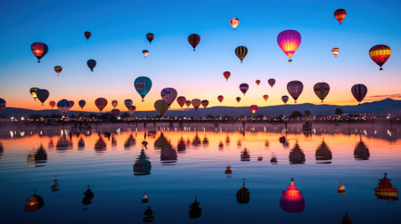 festive event hot air balloon festival in America. Generative AIの素材