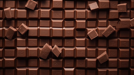 pieces of dark chocolate, sweet food background. broken chocolate for dessert as snack. Generative AIの素材