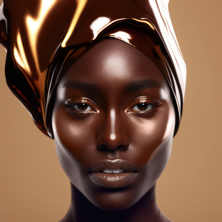 Chocolate luxurious face mask. Beautiful young woman applying chocolate face mask.luxury spa concept.generative AIの素材