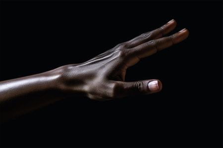 hand on a black background .feelings shown by hands. copyspace. Generative AIの素材