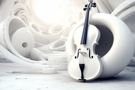 abstract white background with elements of white musical instruments and symbols .Music day. Generative AIの素材