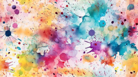 Bright pastel multicolor watercolor splatter pattern. Generative AIの素材