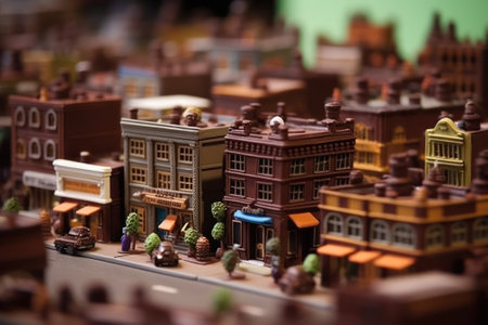 model of the city made of chocolate. the skill of the confectioner.World Chocolate Day. Generative AIの素材