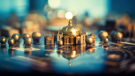 abstract business background with buildings and coins. business and finance. Generative AIの素材