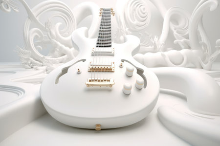 abstract white background with elements of white musical instruments and symbols .Music day. Generative AIの素材