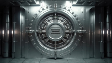Silver bank vault front .Neural network AI generatedの素材