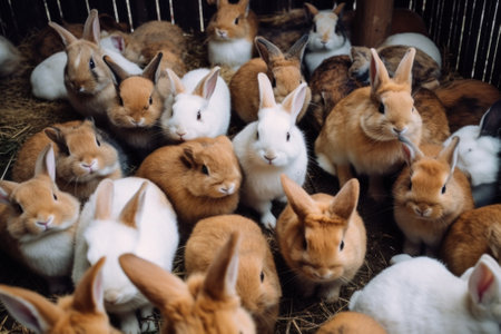 rabbits on a rabbit farm. Neural network AI generated.の素材