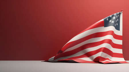 America flag banner on red background. Generative AIの素材