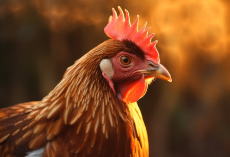 chickens in a chicken coop at a poultry farm. Generative AIの素材