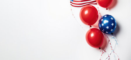 balloons with the flag of the United States of America on a white background. postcard, banner. Generative AIの素材