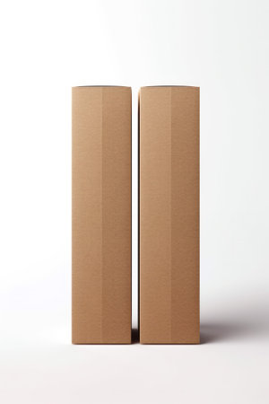 mock-up of two craft cardboard rectangular packaging boxes, on a light background. Generative AIの素材