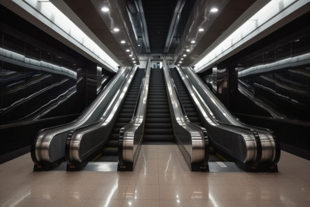 modern luxury escalator in an empty mall or subway .Generative AIの素材