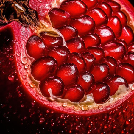 delicious peeled pomegranate closeup. Generative AIの素材