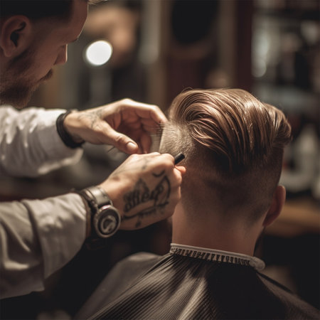 hairdresser at work in a beauty salon with a client. Generative AIの素材