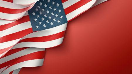 America flag banner on red background. Generative AIの素材