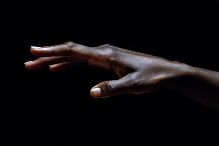 graceful hand on a black background .feelings shown by hands. copyspace. Generative AIの素材
