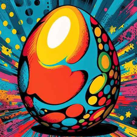 egg with a pattern in pop style on a bright background.Generative AIの素材
