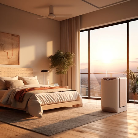 Air Dryer.Dehumidifier with touch panel, humidity indicator, UV lamp, air ionizer, water container works at home .の素材