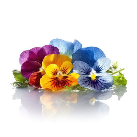 colorful violet flowers on a white background .Generative AIの素材