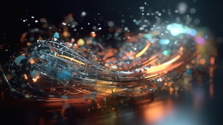 abstract background of thin glass and fiber optics closeup, modern computer communication technology, blur. Generative AIの素材