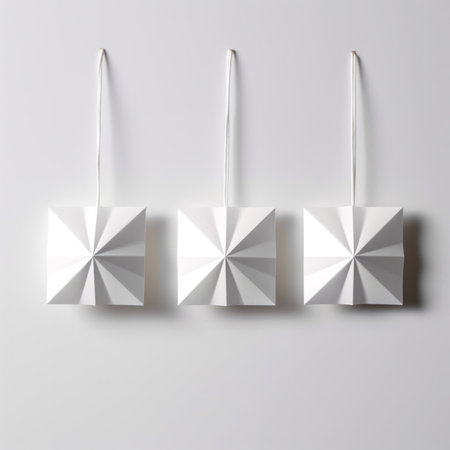 three white fashion label mockups isolated on white background. Generative AIの素材