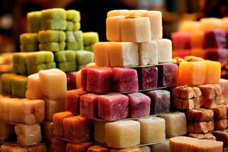 close-up oriental sweets y.food background. Generative AIの素材