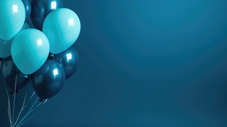 blue balloons on a blue background.copy space.の素材