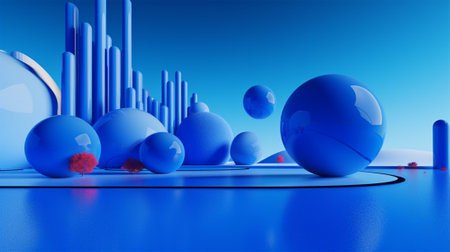 3d background in blue tones. series of backgrounds for design. copy space. Generative AIの素材
