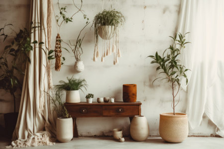 white spacious room in minimalist style with green plants.Generative AIの素材