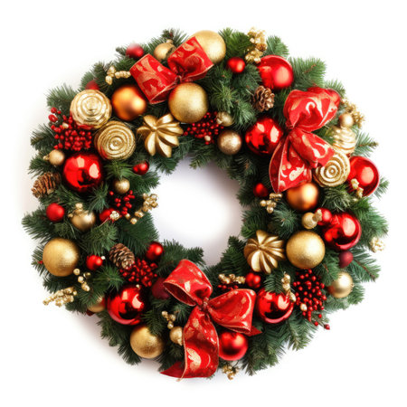 Christmas wreath with cones and Christmas decorations.の素材