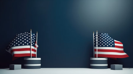 event banner with american flag and copy space .concept of peoples free will, democracy and independence.の素材