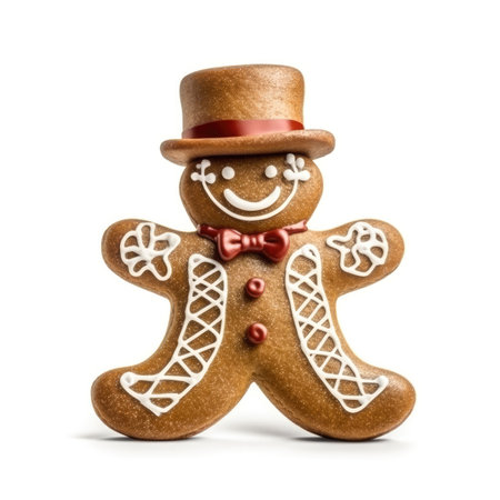 Merry Christmas handmade gingerbread isolated on white background.の素材