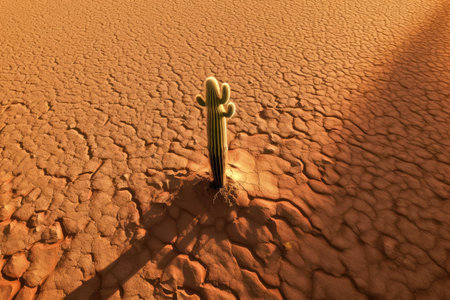 cactus in the desert at sunset. droughtの素材