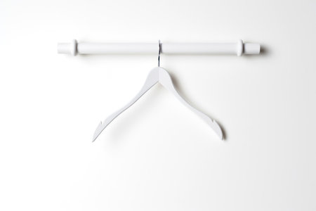 white wooden clothes hanger, white backgroundの素材