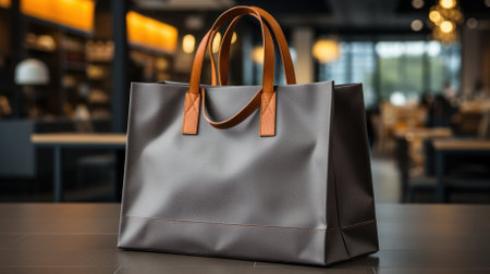 Black Friday sale concept. gray shopping bag on the background of the store.の素材