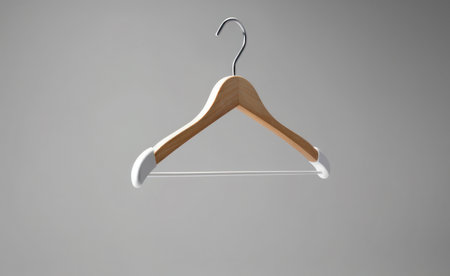 white wooden clothes hanger, white backgroundの素材