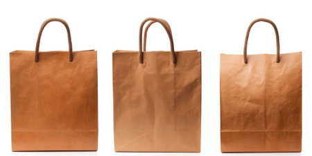 paper shopping bags and a handle on a white background.の素材