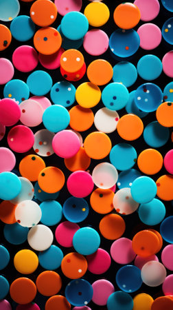 pattern of bright volumetric joyful circles on a white background. Top view.の素材