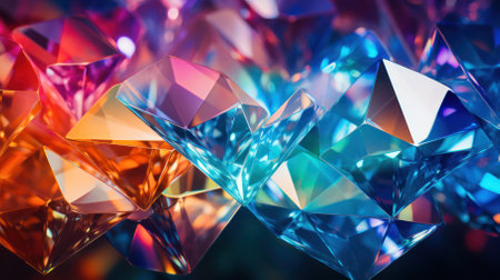 background with a diamond pattern, a kaleidoscope of colors dancing under diffused light. Glass glamour.の素材
