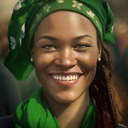 the happy and cheerful face of a St. Patricks Day party.の素材