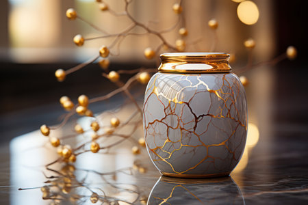 Cosmetic crystal bottle inlaid with gold of a luxury product . product presentation, demonstration of cosmetic products. Modern stylish luxury bottleの素材