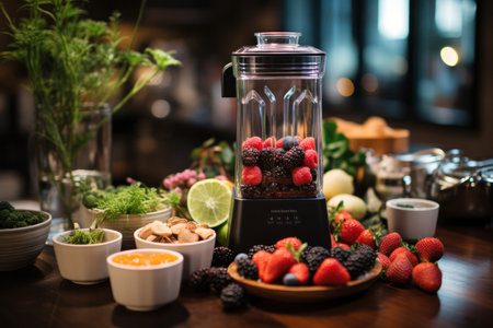 blender for organic fruits and vegetables. Detox diet concept Proper nutrition and self-careの素材