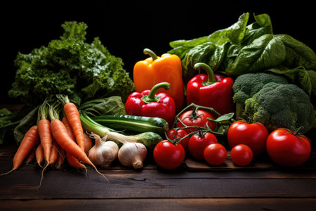 Colorful vegetable farmers market with fruits and vegetables. at vegetables are sold immediately after harvest.の素材